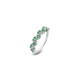 Silver River Ring, White Rhodium, Natural Green Agate  + Give Hope Gift